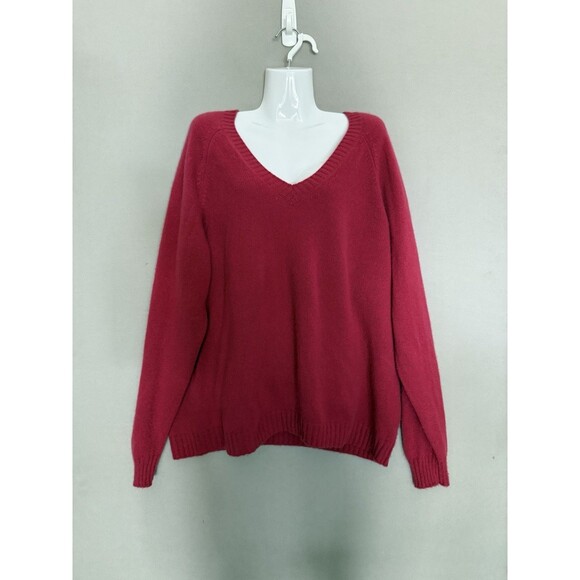 Pure Collection 100% Cashmere Sweater Plus 20 Pink Womens V- Neck Preppy Luxury - Picture 1 of 9